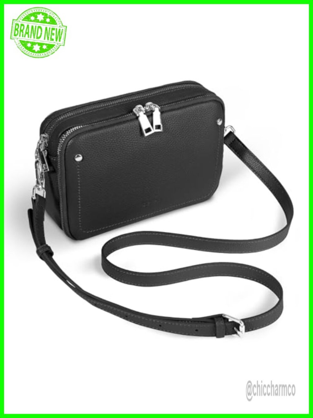 Genuine Pebbled Leather Crossbody Bag RFID Wallet Purse